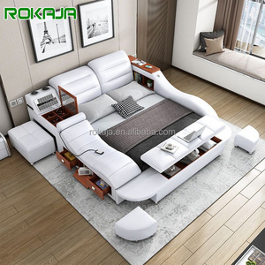 Vendita calda funzionale letto matrimoniale letto di lusso coppia con purificatore d'aria letto moderno in <span class=keywords><strong>pelle</strong></span> intelligente con poltrona massaggiante scatola di immagazzinaggio - Product Image 1