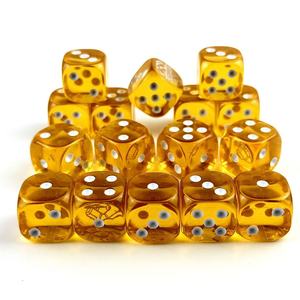 Tùy chỉnh 16mm màu vàng trong suốt nhựa D6 xúc xắc tròn cạnh khắc số điểm khắc hình vuông 20mm 50mm có sẵn - Product Image 2