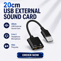 Carte son externe USB 2 en 1, adaptateur Audio 3.5mm pour casque et Microphone, en alliage d'aluminium, pour ordinateur portable, ordinateur de bureau, PS4