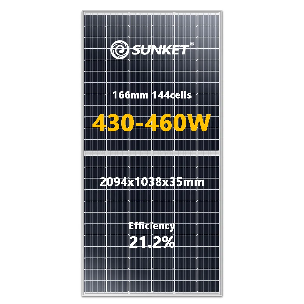 166mm 144 कोशिकाओं Bifacial 460W 480w HJT मोनो आधा सेल पीवी-मॉड्यूल सौर पैनल घर सौर प्रणाली