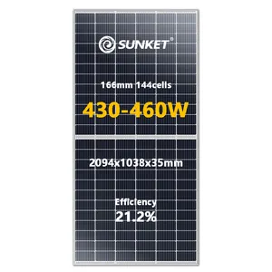 166mm 144 셀 Bifacial 460W 480w HJT 모노 하프 셀 PV 모듈 태양 전지 패널 홈 태양 광 시스템