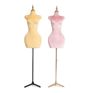 Mannequin de présentation <span class=keywords><strong>femme</strong></span> BBL en velours givré PU - Demi-<span class=keywords><strong>corps</strong></span> avec hanches larges et buste, support doré - Product Image 5