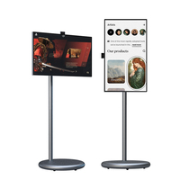 TV Pintar LED LCD Interaktif 27 Inci HDTV 1080P HD Portabel Isi Ulang dengan Roda
