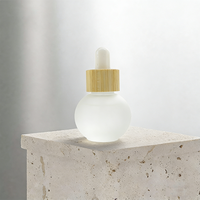 Flacon compte-gouttes en verre givré de forme ronde de 20 ml pour huile essentielle de bambou
