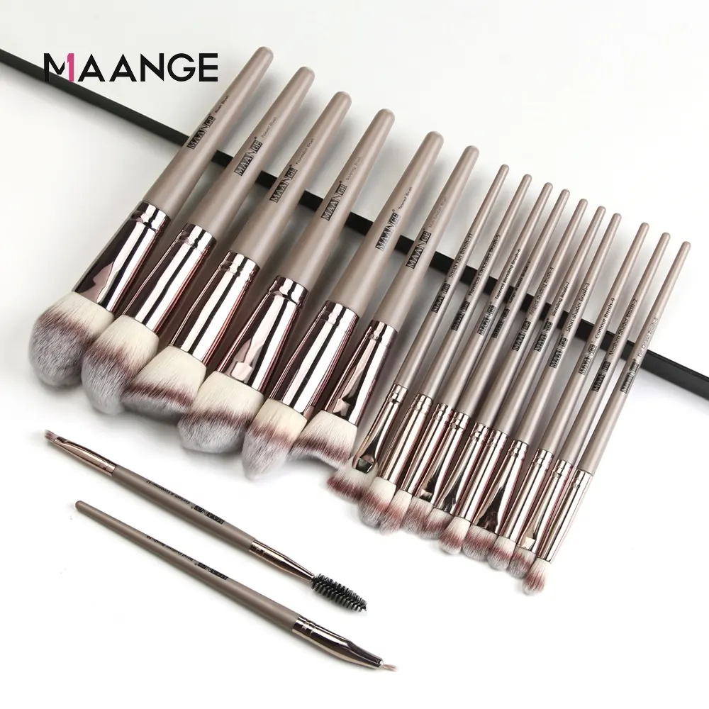 MAANGE 18 pcs High Quality professional makeup tools plastic handle beauty brushes sets eye brush beauty brushes