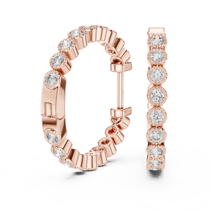 Boucles d'oreilles pour femmes en or rose plaqué avec diamants de laboratoire, bijoux raffinés et élégants, cadeau brillant pour les occasions de fête - Product Image 2