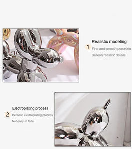 थोक सिरेमिक गुब्बारे कुत्ते की प्रतिमा रंगीन घर सजावट, उपहार दुकानों/खुदरा विक्रेताओं के लिए थोक ऑर्डर, कस्टम रंग आकार - Product Image 2