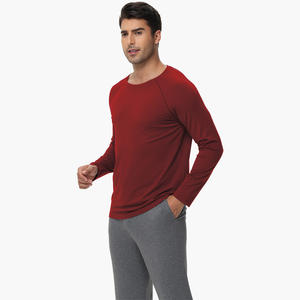 T-shirt confortable en bambou pour homme, col rond, manches longues, sous-vêtements et vêtements de détente personnalisés pour homme - Product Image 3