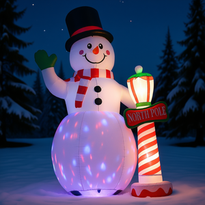 Bonhomme de neige gonflable de Noël de 8 pieds avec panneau Pôle Nord et lumières LED, décoration de jardin extérieure pour les fêtes - Product Image 2