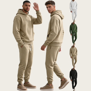 Ensemble de survêtement jacquard ample pour homme, avec sweat à capuche et pantalon décontracté, grandes tailles, idéal pour le quotidien, la gym et le fitness - Vente en gros ODM - Product Image 2