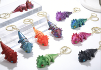Porte-clés Lézard Mignon Imprimé en 3D, Pendentif Triceratops Articulé en Plastique pour Sac, Anneau Porte-clés Souvenir, Vente en Gros, Cadeau, Décoration de Pâques