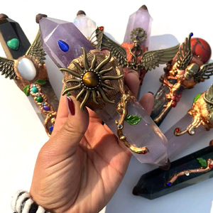 Wholesale Custom Natural Crystals Healing Magic <strong>Wand</strong> Hand Made <strong>Witch</strong> Reiki Crystal Point Magic <strong>Wand</strong> for Sale - Product Image 3