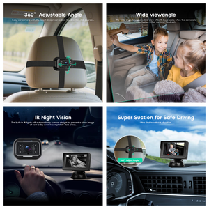 Podofo - Kit de Cámara de Visión Trasera para Automóvil, con Visión Nocturna IR, Lente Gran Angular para Bebés, Fácil Instalación - Product Image 2
