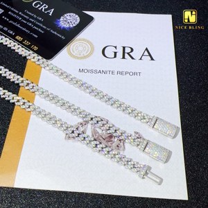 Collar de eslabones cubanos de moissanita de tamaño pequeño, probador de diamantes de una fila de 6mm, Plata de Ley 925, joyería para hombres y <span class=keywords><strong>mujeres</strong></span>, cadenas heladas - Product Image 5