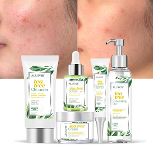 Ensemble de soins du <span class=keywords><strong>visage</strong></span> à l'huile d'arbre à thé anti-acné en marque propre, crème nettoyante pour le <span class=keywords><strong>visage</strong></span>, sérum, gel de traitement de l'acné, ensemble de soins de la <span class=keywords><strong>peau</strong></span> - Product Image 1