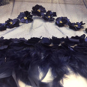 DELACE ชุดกระโปรงผ้าลูกไม้ลายขนนก3d,เสื้อผ้าหรูหราลายดอกไม้สำหรับสุภาพสตรี - Product Image 4