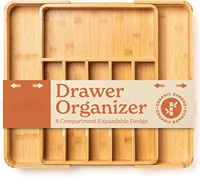 Organisateur de tiroir à couverts en bambou personnalisé, organisateur de tiroir de cuisine, porte-ustensiles réglable et plateau à couverts, séparateurs de tiroir