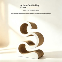 Griffoir et lit pour chat en carton ondulé en forme de S, combo artistique pour chats d'intérieur, vente en gros, OEM