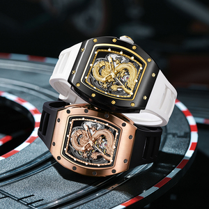 Montre mécanique automatique de luxe pour le dropshipping, étanche, lumineuse, cadran dragon, personnalisable, style business décontracté, en fibre de carbone - Product Image 2