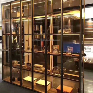 Modern Home <strong>Mini</strong> Luxury <strong>Drawer</strong> Lighted Black Furniture Coffee Wine Cellar Bar Showcase Living Room Cabinets with Glass Display - Product Image 5