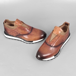 Zapatos Casuales de Alta Gama para Hombre, Estilo Británico, Parte Superior de Cuero Genuino, Punta Redonda, Transpirables, Antideslizantes, Ligeros, para Todas las Temporadas - Product Image 2