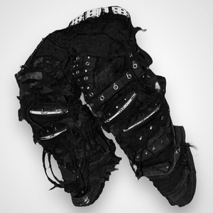 <span class=keywords><strong>Pantaloni</strong></span> <span class=keywords><strong>Cargo</strong></span> in Denim Nero Impermeabile da <span class=keywords><strong>Uomo</strong></span>, Stile Hip Hop Punk, Multi-zip, Y2K, Gotico, Streetwear, Gamba Larga con Fibbie Metalliche - Product Image 6