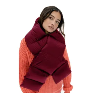 Winter warm goose down scarf custom logo printed luxury lightweight windproof puffy down scarf shawl