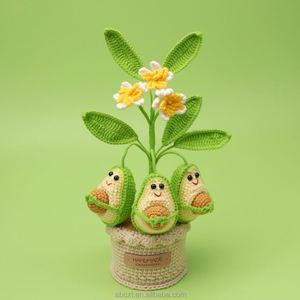 Decoración para Mesa de Hogar, Regalo, Flores Artificiales, Planta de Aguacate Tejida a Mano con Hilo de Ganchillo - Product Image 3