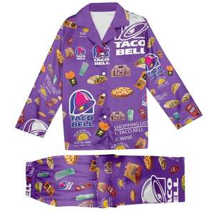 Setelan piyama poliester pria, celana lengan panjang bercetak 2 potong untuk pria - Product Image 5