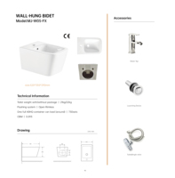 Ensemble de toilettes murales en céramique blanche de la série W05 moderne avec système de chasse double écologique et facile à nettoyer pour les hôtels et les hôpitaux
