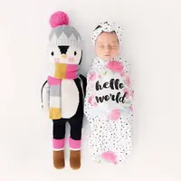 Couchage Hello World cocon pour nouveau-né, sac de couchage pour garçons et filles, avec bandeau oreilles de lapin, 2019