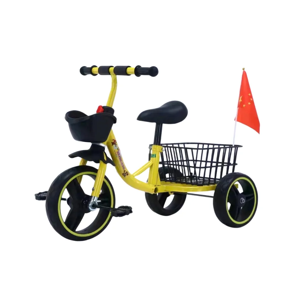 2024 оптовая продажа, недорогой трехколесный велосипед для детей, Детский педальный трехколесный велосипед с корзинами