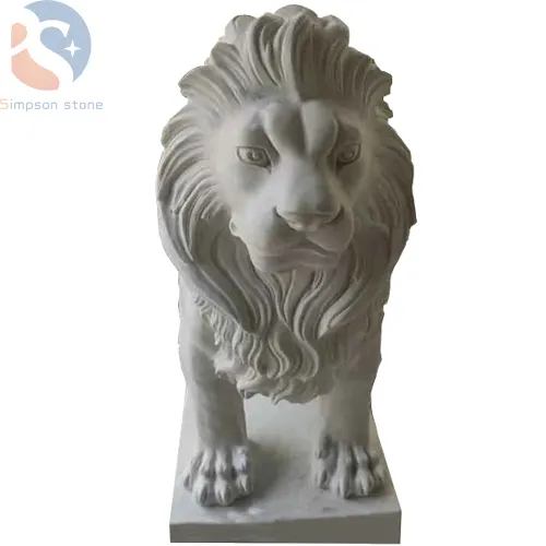 Big Stone Lion Statue Carved Garden Traditional Chinese Decorative Outdoor Sculpture For Sale