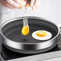 Poêle à frire à la maison directe d'usine Double face revêtement en nid d'abeille poêle à frire en acier inoxydable cuisson poêle antiadhésive avec couvercle