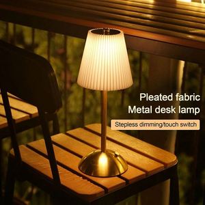 Small Pleated Table <b>Lamp</b> USB Rechargeable Nightstand <b>Lamp</b> Cordless Desk <b>Lamp</b> for Bedroom Living Room Home Office Decor - Product Image 3