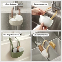 Évier de cuisine porte-éponge pour vaisselle panier de vidange suspendu en silicone égouttoir réglable porte-éponge à savon porte-robinet