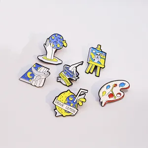 Bros Gambar Minyak Kreatif Jam Palet Mimpi Paus Di Jendela Planet Minum Lemon Lembut Enamel Kerah Pin Lencana