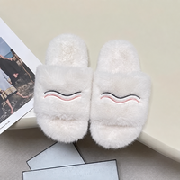 Claquettes de créateur grande taille en peluche fourrée à plateforme, antidérapantes et amortissantes pour femme, chaussures d'extérieur 2025