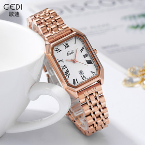 Montre à quartz carrée de luxe moderne pour femme avec bracelet en acier et calendrier pour un style de vacances de Noël - Product Image 5