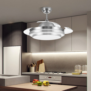 Ventilateur de plafond rétractable avec télécommande, LED dimmable, 42 pouces, design moderne, moteur DC, 5 vitesses, profil bas pour - Product Image 5