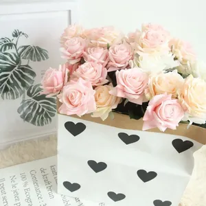 Fleur artificielle pour mariages et Saint-Valentin, haute qualité, 9 cm de diamètre, rose au toucher réel hydratante pour la maison - Product Image 4