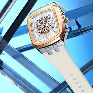 Montre à quartz pour homme REWARD RD832260M, design rectangulaire tendance, calendrier, étanche, bracelet en silicone décontracté, montres cool pour homme - Product Image 6