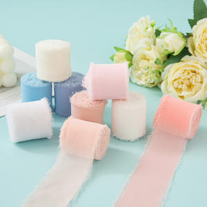 Ruban en Chiffon et Satin Effiloché à la Main Style Classique Largeur 4cm pour Fleurs de Mariage, Emballage Cadeau et Ruban Décoratif - Product Image 3