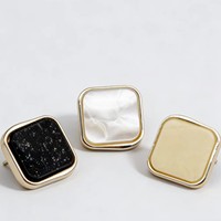 Kancing Resin Plastik Hitam Dengan Titik Putih Berhias Rhinestone Putih Khaki Dengan Motif Butir Acak 28MM 34MM 40MM untuk Jas