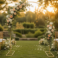 Arche de mariage de luxe en fer doré de 2,4 m, arche semi-circulaire détachable, support mobile, décoration de cérémonie, vente en gros OEM