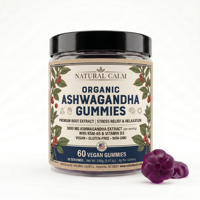Gummies d'Ashwagandha à Marque Blanche KSM-66 pour Adultes : Soulagement du Stress, Relaxation et Soutien au Sommeil – Végétaliennes et Sans Gluten