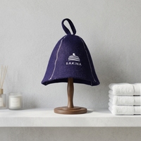 Chapeau de bain polyvalent et personnalisable en 100 % laine douce et réutilisable avec boucle de suspension pour l'isolation thermique et la protection des oreilles en banya