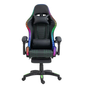 Venta al por mayor OEM colorido RGB LED luces <span class=keywords><strong>Razer</strong></span> verde Racing Gaming <span class=keywords><strong>silla</strong></span> ajustable reclinable <span class=keywords><strong>Gamer</strong></span> sillas de oficina con reposapiés - Product Image 2