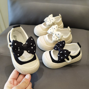Trẻ Em Công Chúa Toddler Trắng Màu Đen Bowknot Vải Hợp Thời Trang Giày Kid Trẻ Em Của Giày Bow Giày Vải Cho Trẻ Em - Product Image 1