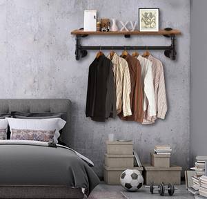 תעשייתי צינור מתלה בגדים עם למעלה מדף שטח חיסכון קולב עם 4 בסיסי רב תכליתי תליית מוט לבתים וארונות - Product Image 2